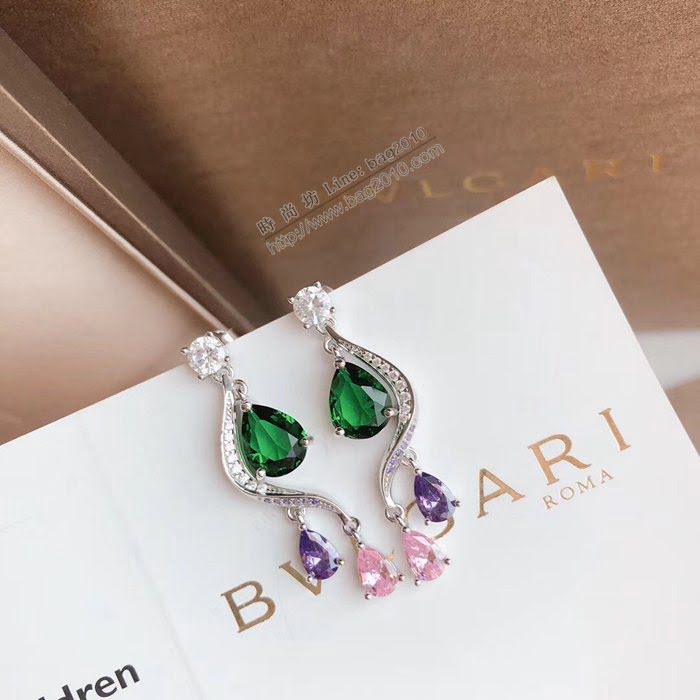 Bvlgari飾品 寶格麗高級珠寶系列 彩鑽流蘇水滴鑽耳釘  zgbq3121